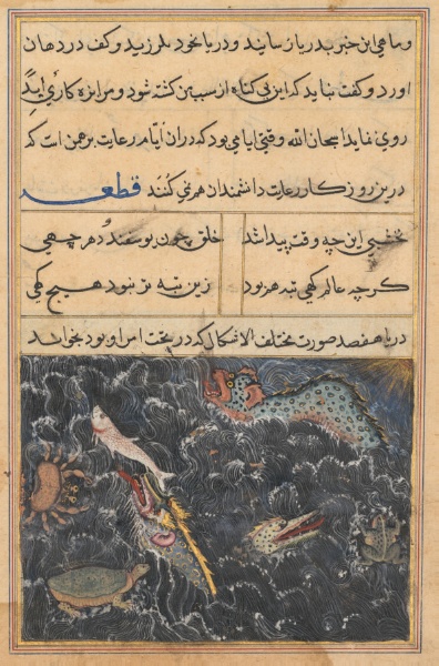 The creatures of the sea are asked by the king of the Ocean to take a message to the Brahman, from a Tuti-nama (Tales of a Parrot): Eleventh Night