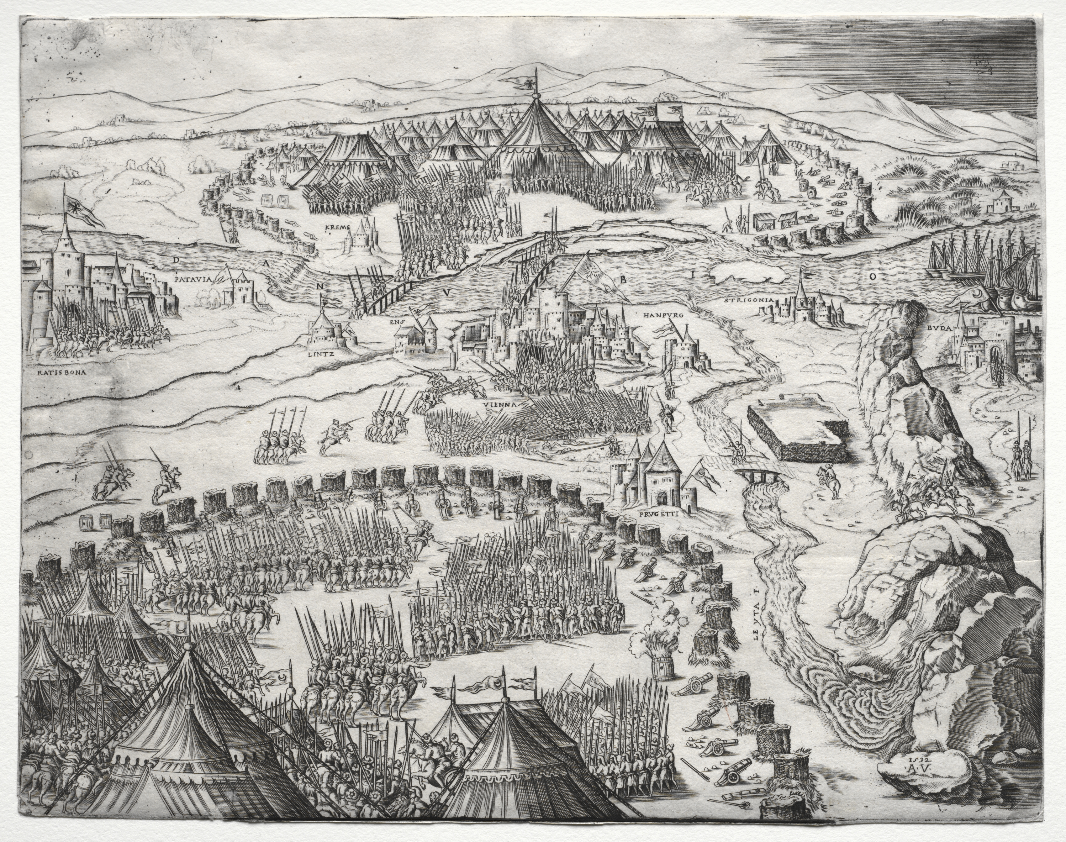 The Position and Camp of the Armies of Charles V and Soliman II