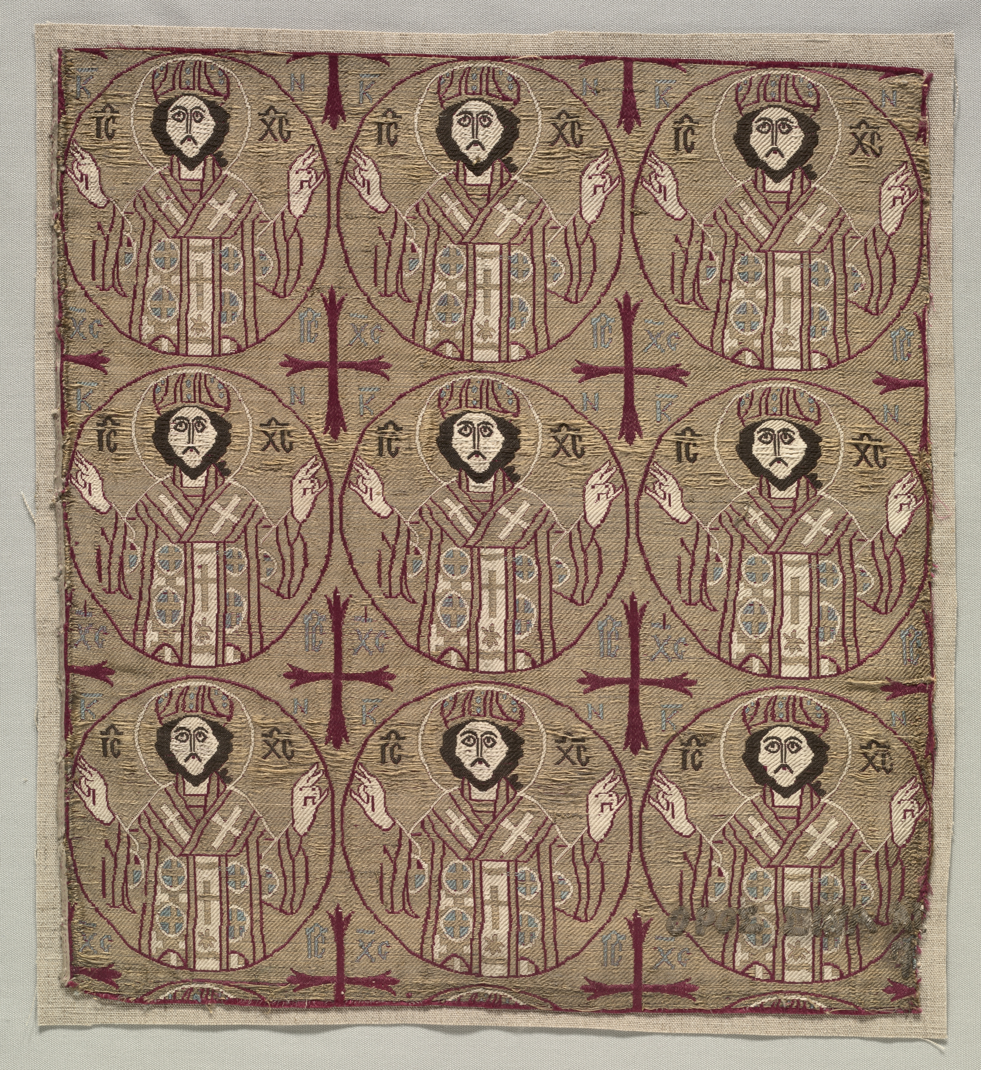 Lampas with roundels of the image of Christ in benedictory pose