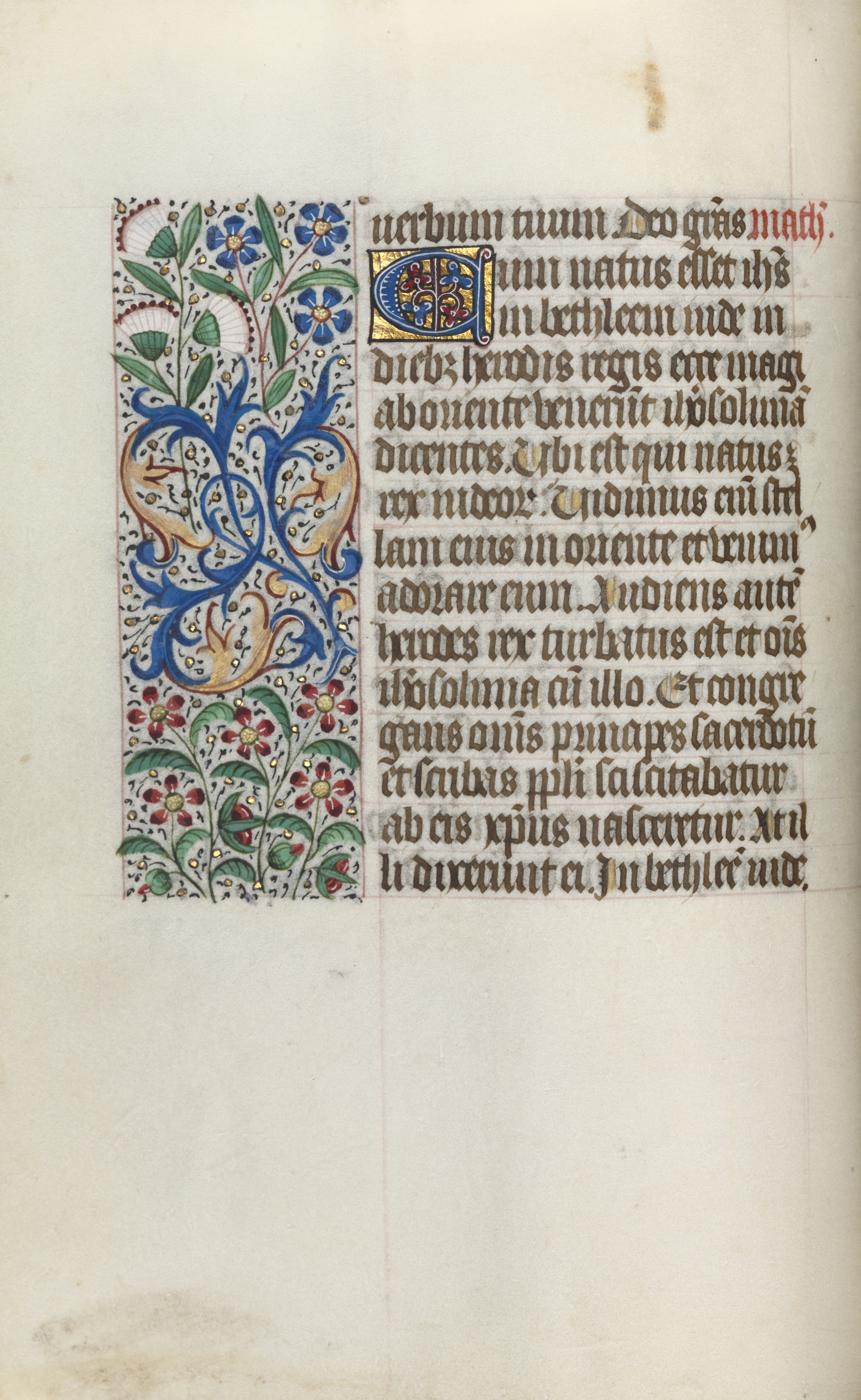 Book of Hours (Use of Rouen): fol. 16v, Opening of the Gospel of Mathew