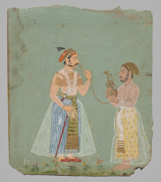 Rana Amar Singh II (reigned 1698–1710) smoking a hookah