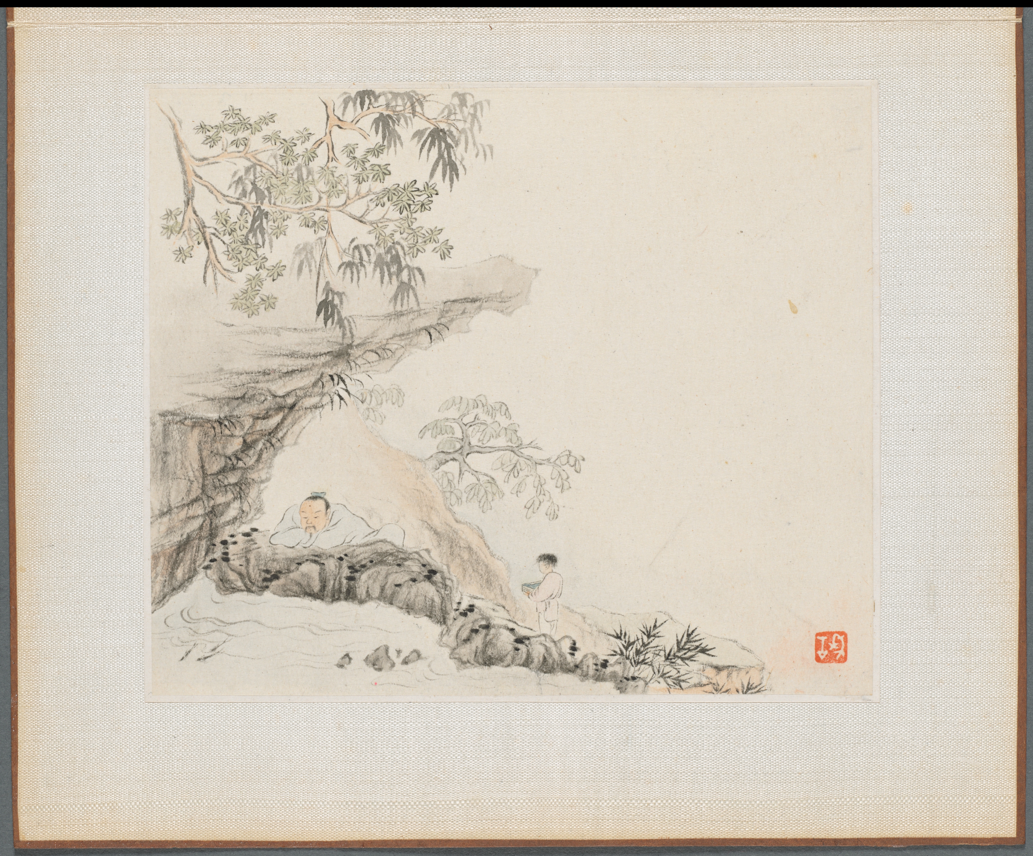 Album of Landscape Paintings Illustrating Old Poems: Scholar watching Fish