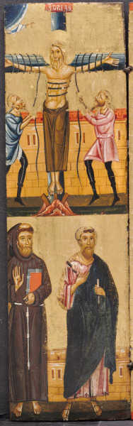 The Crucifixion of St. Andrew, with St. Francis and St. Paul below