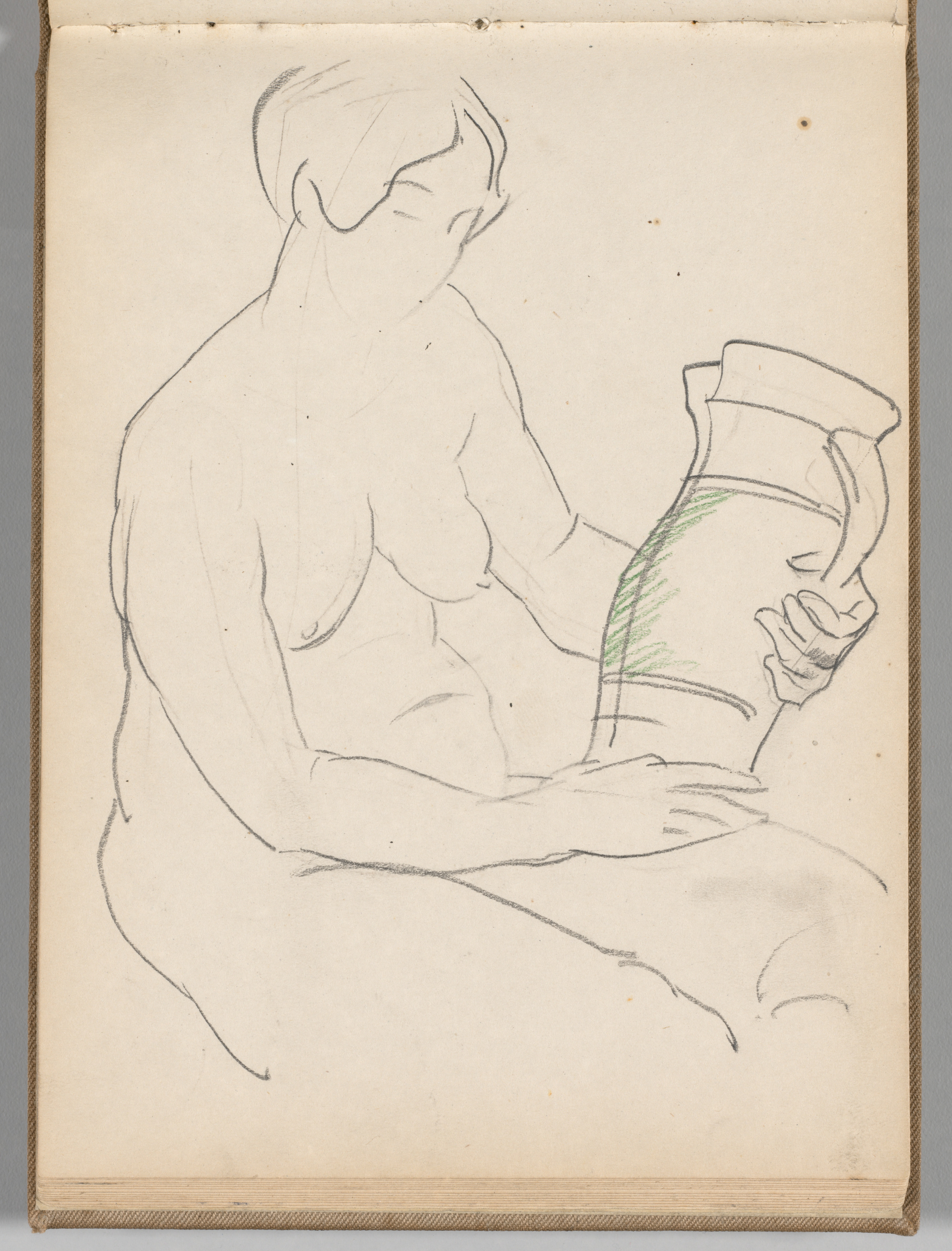 Sketchbook, Spain: Page 30: Sketch of a Nude Woman Holding a Pitcher, c. 1922