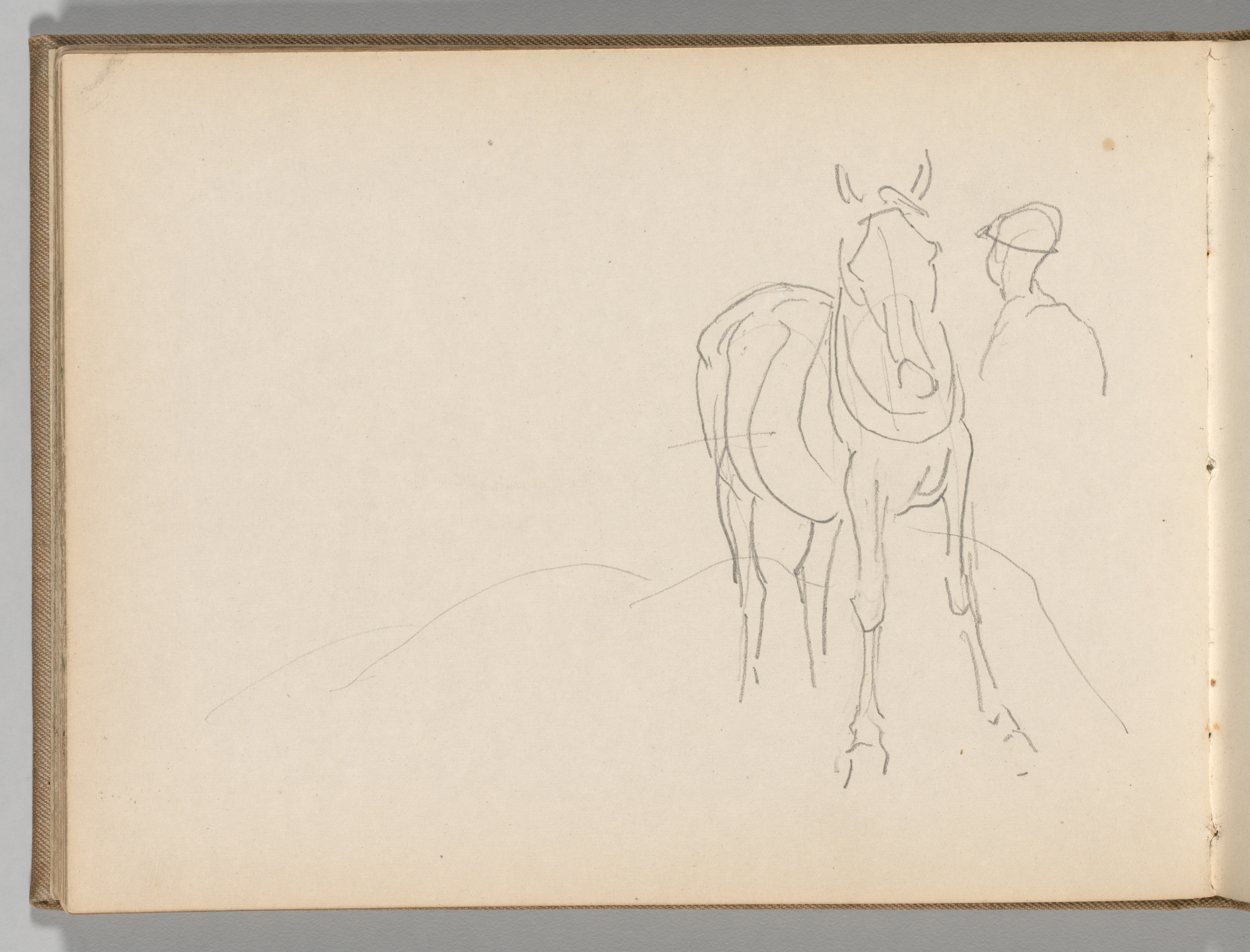 Sketchbook, Spain: Page 29: Sketch of a Figure with a Horse, c. 1922