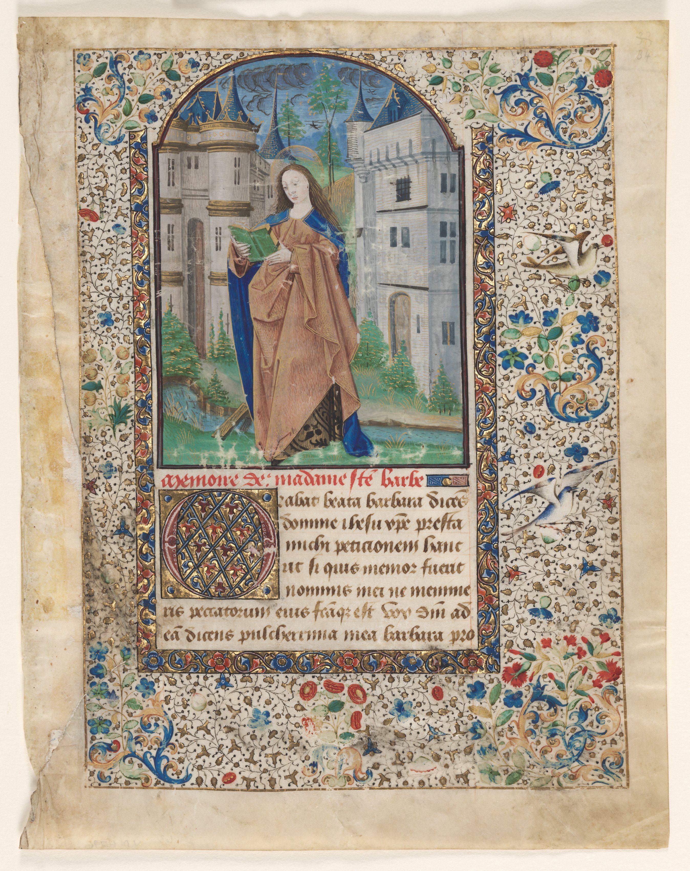 Leaf from a Book of Hours: St. Barbara (2 of 2 Excised Leaves)