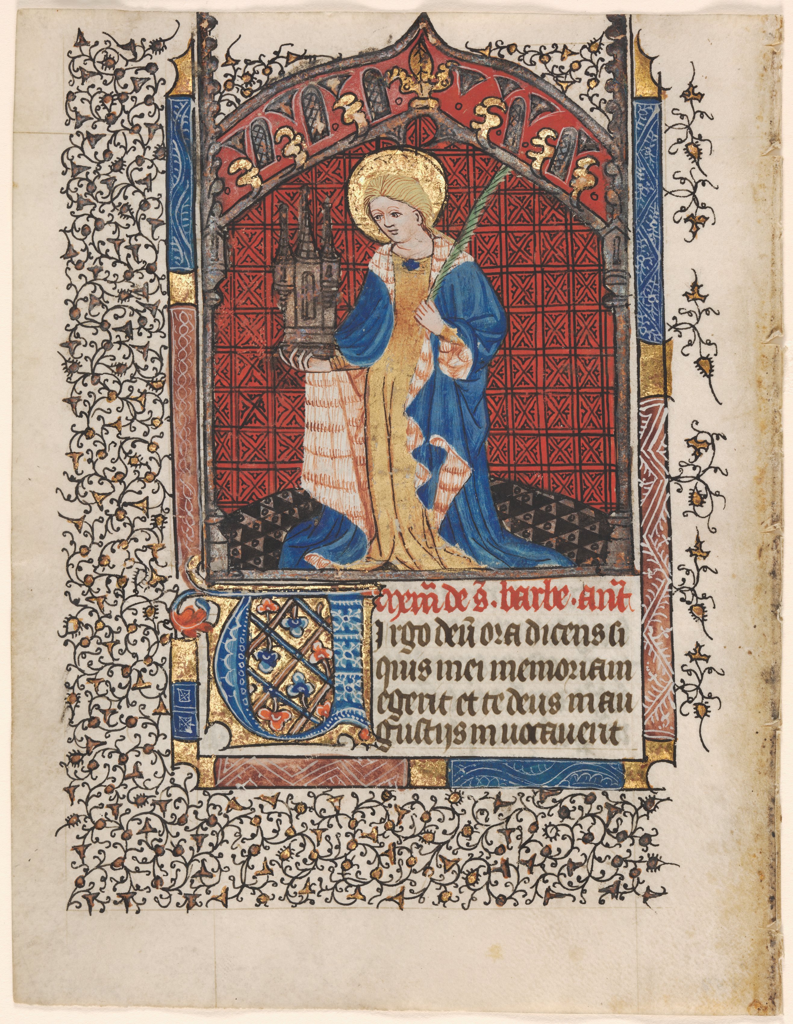 Leaf from a Book of Hours: St. Barbara (6 of 6 Excised Leaves)