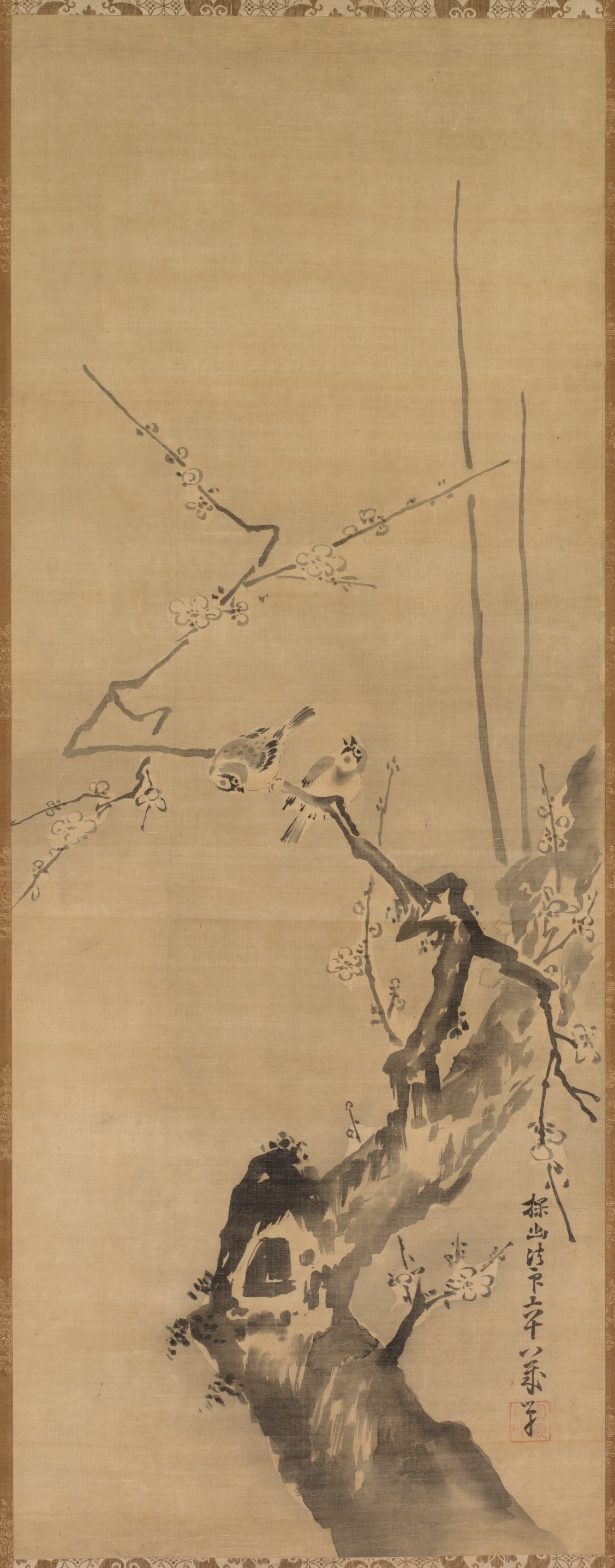 Sparrows on Blossoming Plum; A Sage with Tiger; Chinese Bird on Snow-Laden Branch