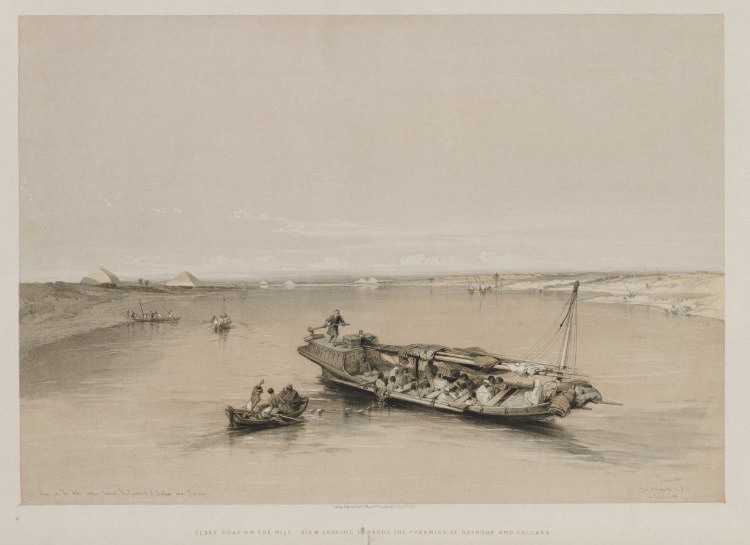 Egypt and Nubia, Volume I: View on the Nile Looking Towards the Pyramids of Dashour and Saccara