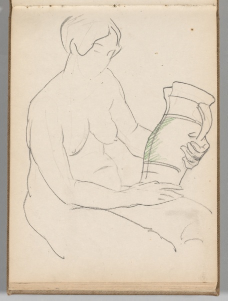 Sketchbook, Spain: Page 30: Sketch of a Nude Woman Holding a Pitcher, c. 1922