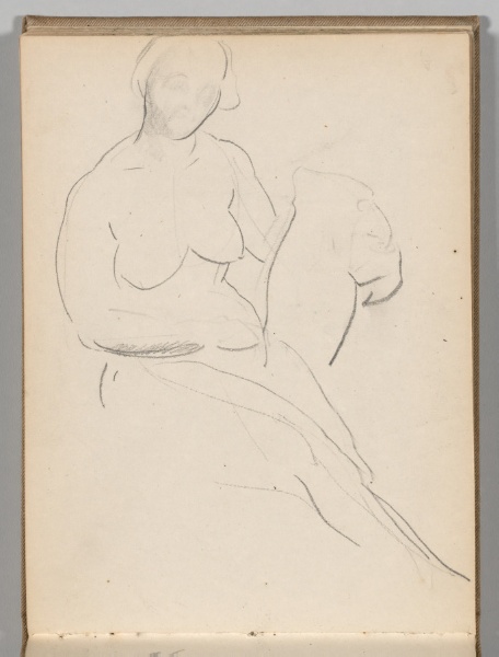 Sketchbook, Spain: Page 31: Sketch of a Nude Woman Holding a Pitcher, c. 1922