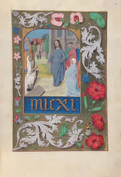Hours of Queen Isabella the Catholic, Queen of Spain:  Fol. 220r,  Raising of Lazarus