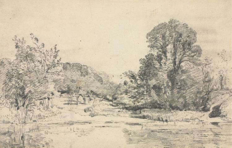 Landscape with Trees Surrounding a Pond