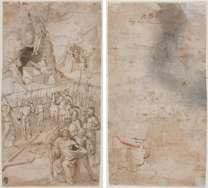 Three Scenes from the Passion of Christ (recto) Architectural Sketch (verso) 