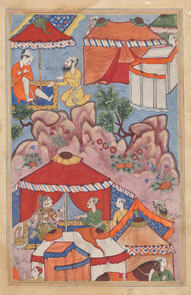 Bashir confides his love for Habbaza to an Arab friend, and sends him to her with a message, from a Tuti-nama (Tales of a Parrot): Twenty-fourth Night
