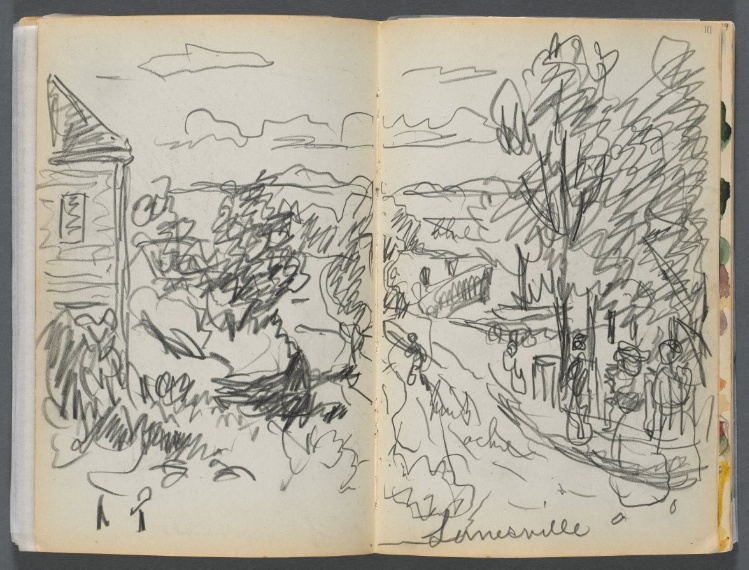 Sketchbook- The Granite Shore Hotel, Rockport, page 110 &111: "Lanesville" 