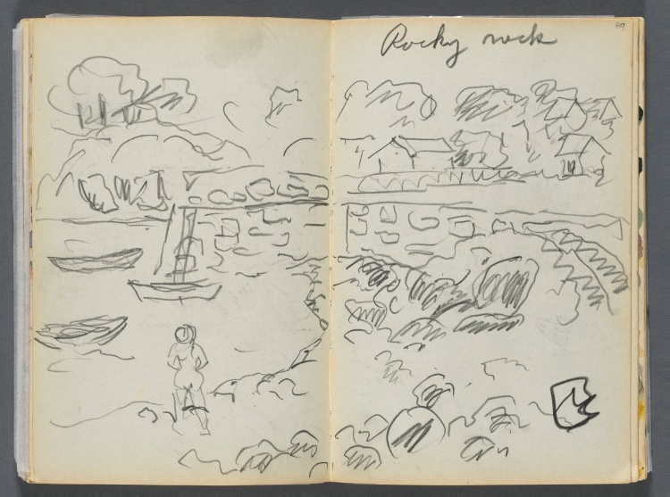 Sketchbook- The Granite Shore Hotel, Rockport, page 088 & 89: "Rocky Neck" 