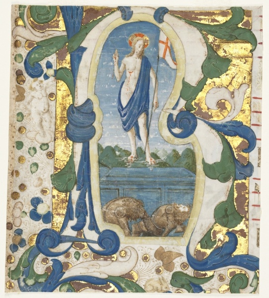 Historiated Initial (R) Excised from an Antiphonary: The Resurrection
