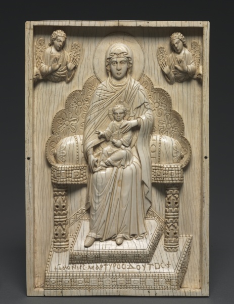 Ivory Plaque with Enthroned Mother of God ("The Stroganoff Ivory")