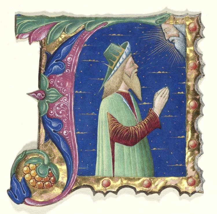 Initial A from a Choral Book with King David