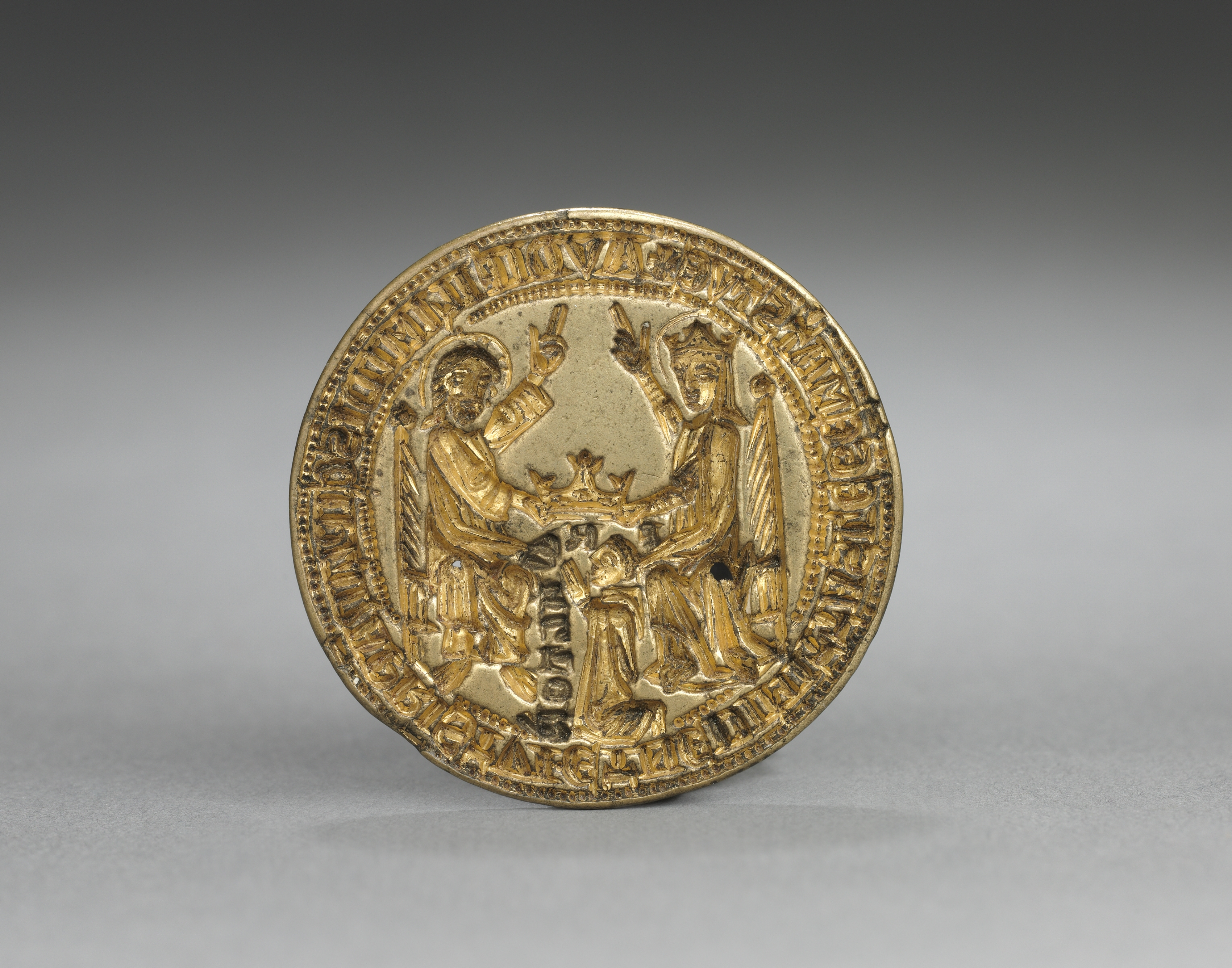 Almond-Shaped Seal: Coronation of the Virgin with a Kneeling Monk