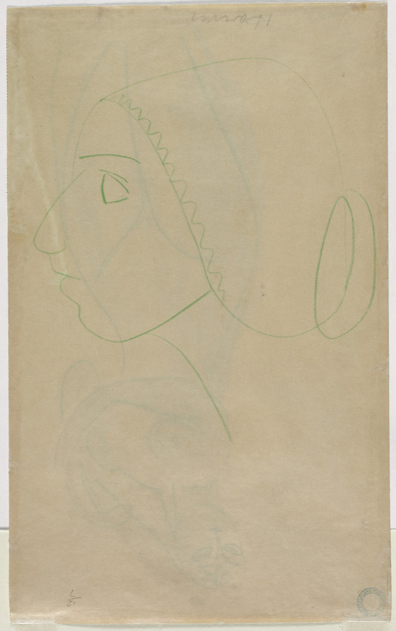 Female Head in Profile (verso), Constantin Brancusi, 1913–1915