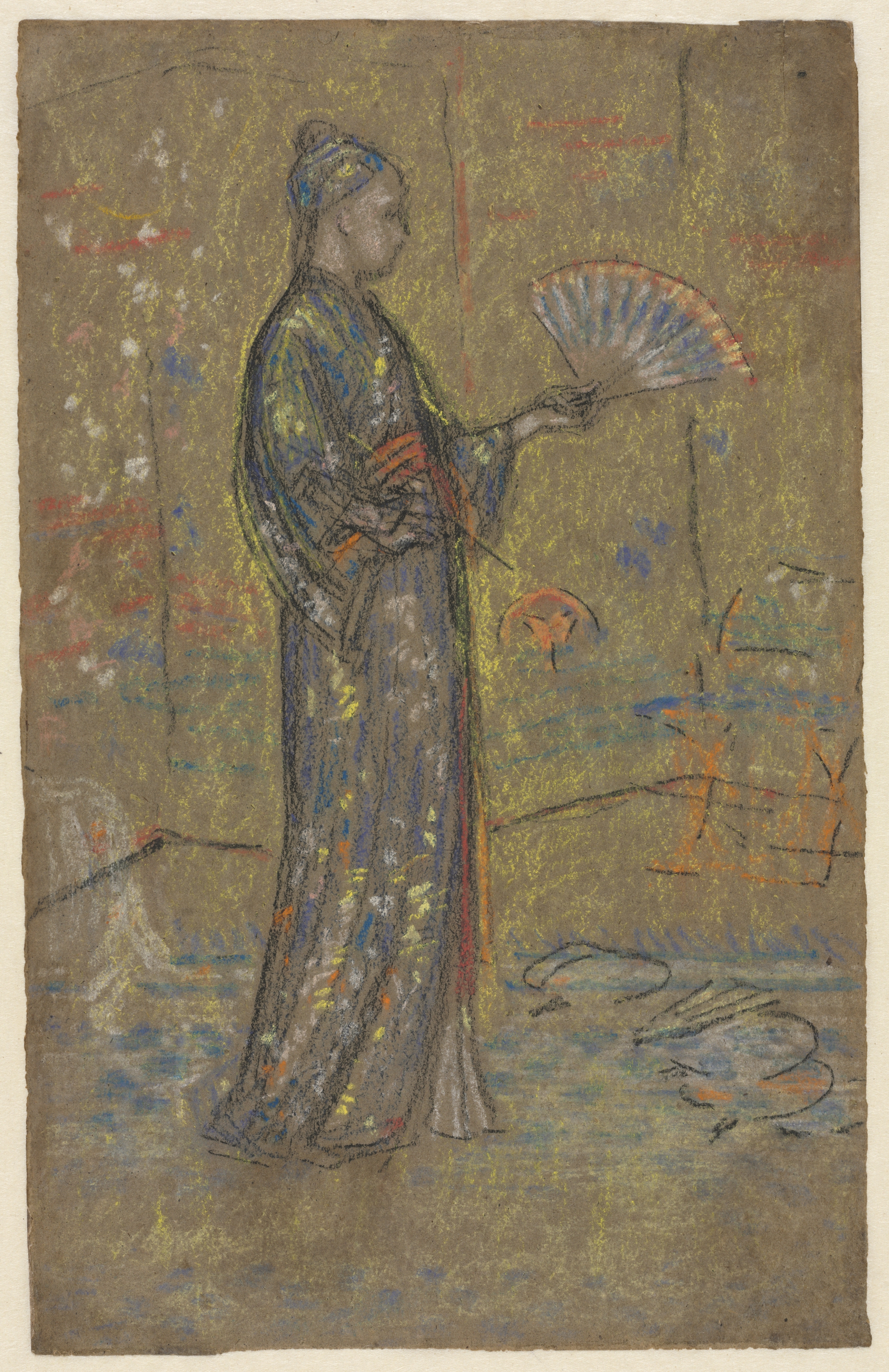 Japanese Woman Painting a Fan (recto)