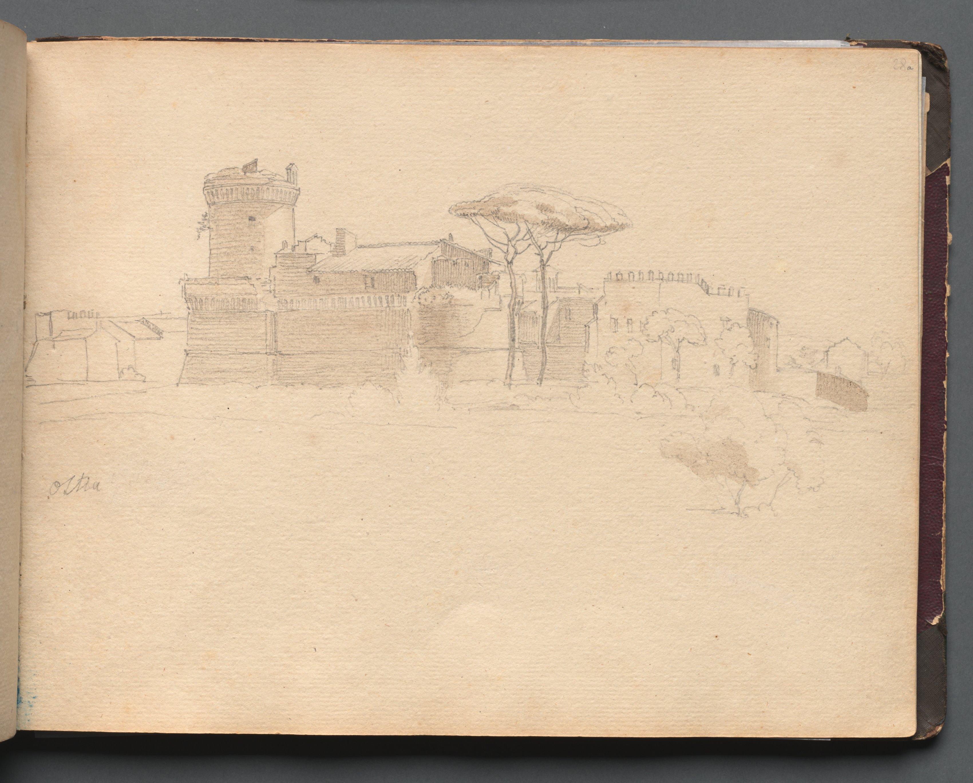 Album with Views of Rome and Surroundings, Landscape Studies, page 28a: "Ostia" 
