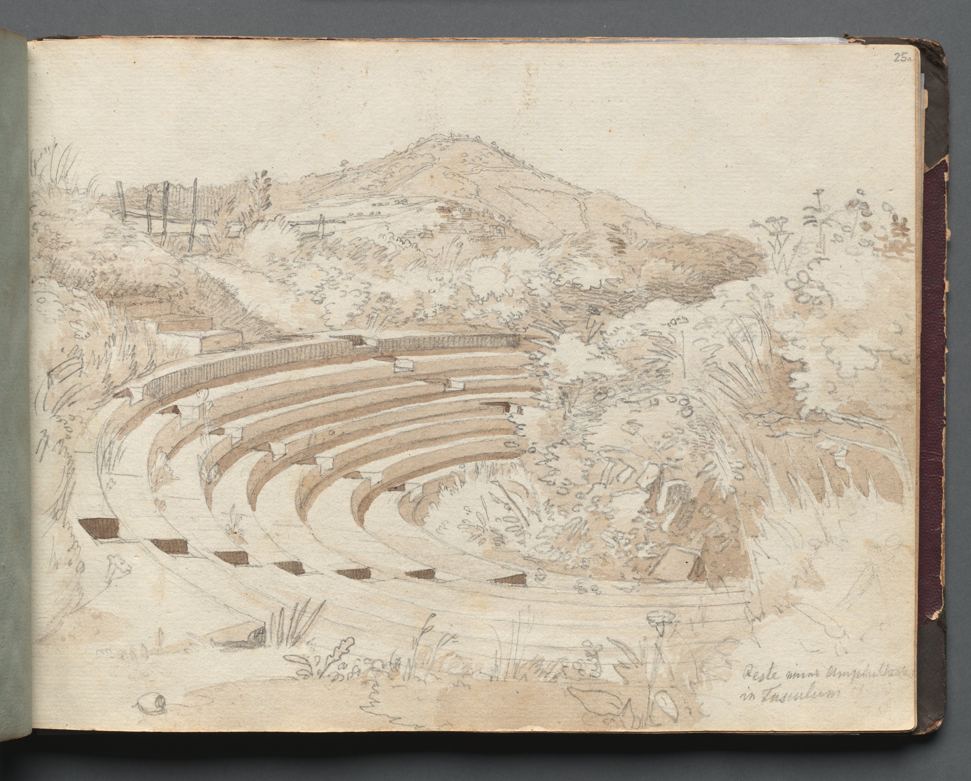 Album with Views of Rome and Surroundings, Landscape Studies, page 25a: Amphitheater, Tusculum
