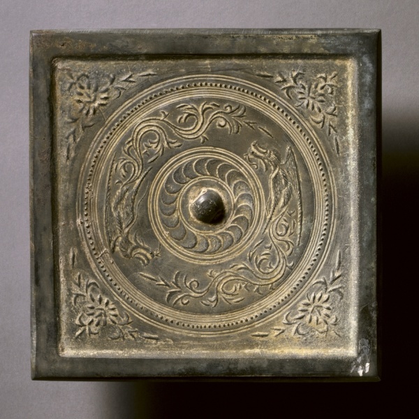 Square Mirror with Two Phoenixes and Floral Sprays