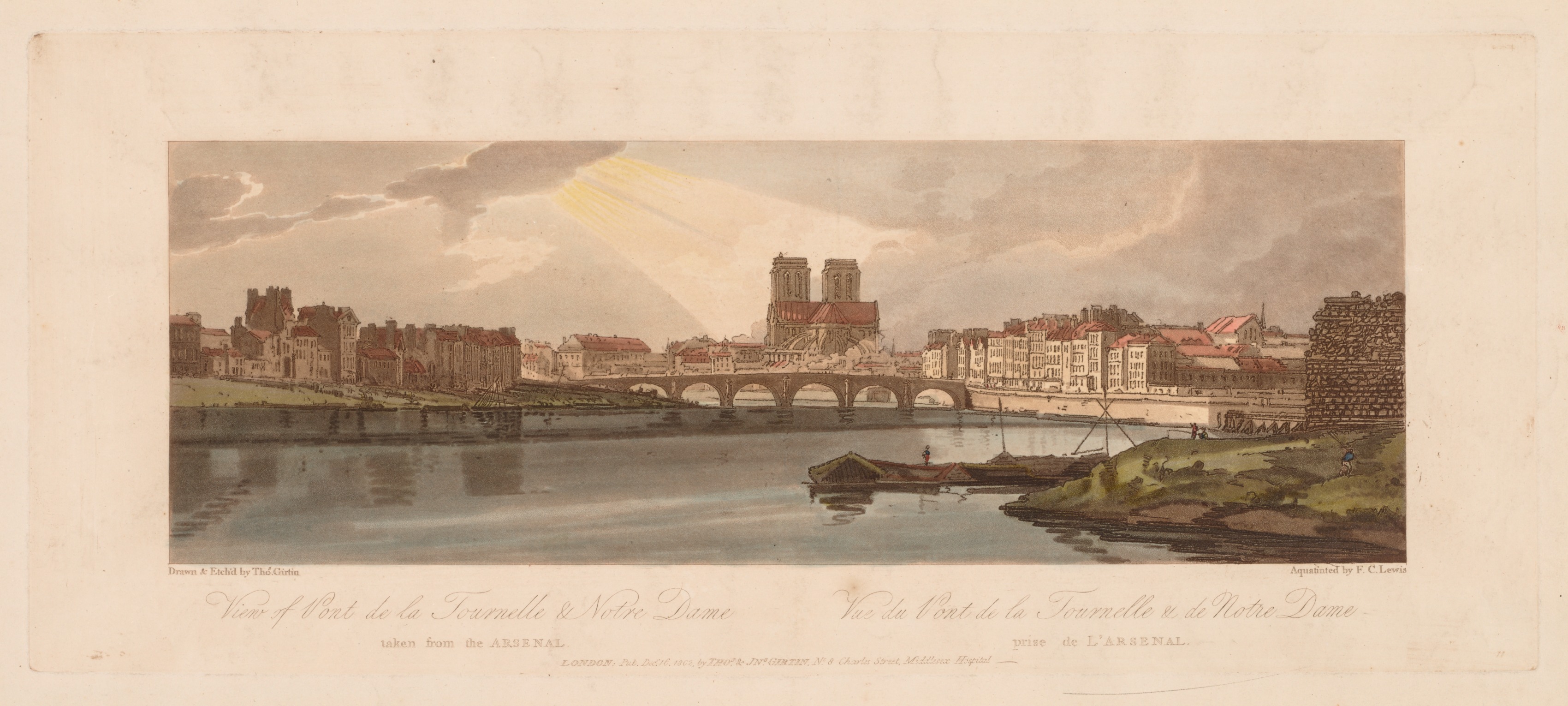 A Selection of Twenty of the Most Picturesque Views in Paris: View of the Pont de la Tournelle & Notre Dame Taken from the Arsenal