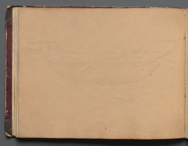 Album with Views of Rome and Surroundings, Landscape Studies, page 19b: Sketch of a boat