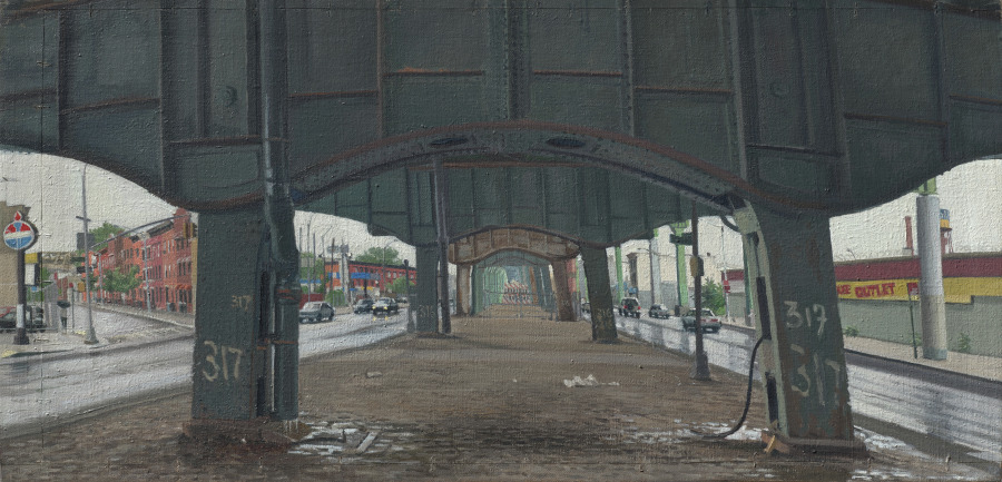 Under the Gowanus on Hamilton Avenue: Part 4: On the Median Strip at W.9th Street Looking Southeast, Rackstraw Downes, 1999