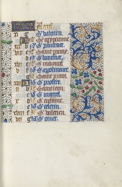 Book of Hours (Use of Rouen): fol. 4r, Calendar Page for April