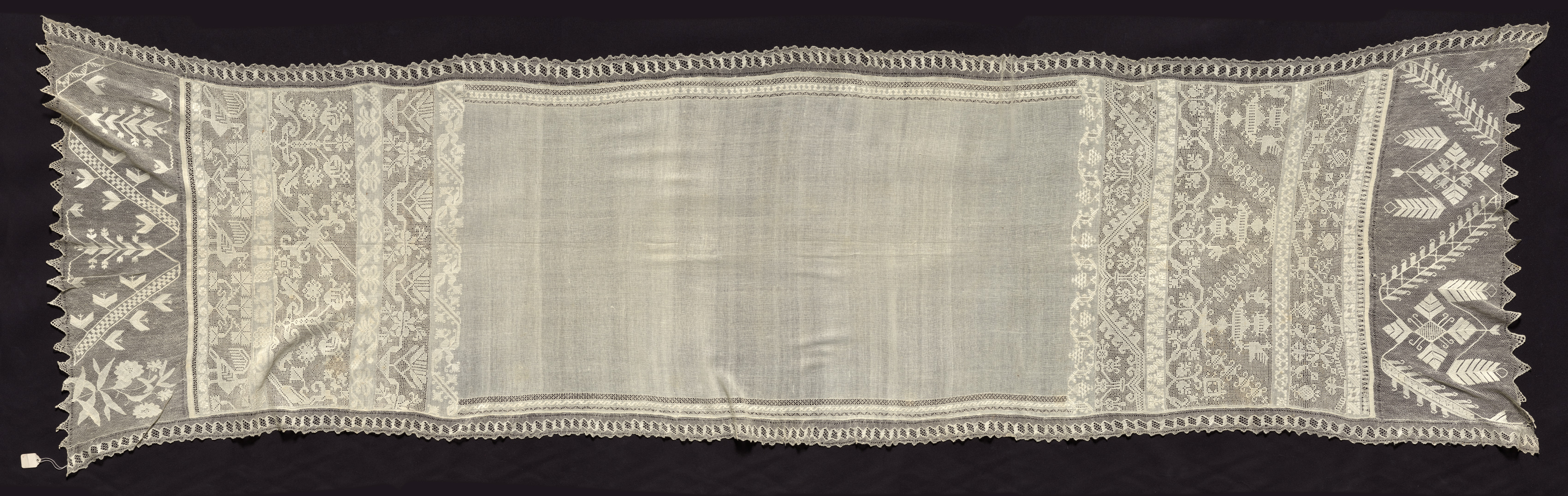 Cloth with Border of Vegetal Motifs and Insertion with Bird Motifs