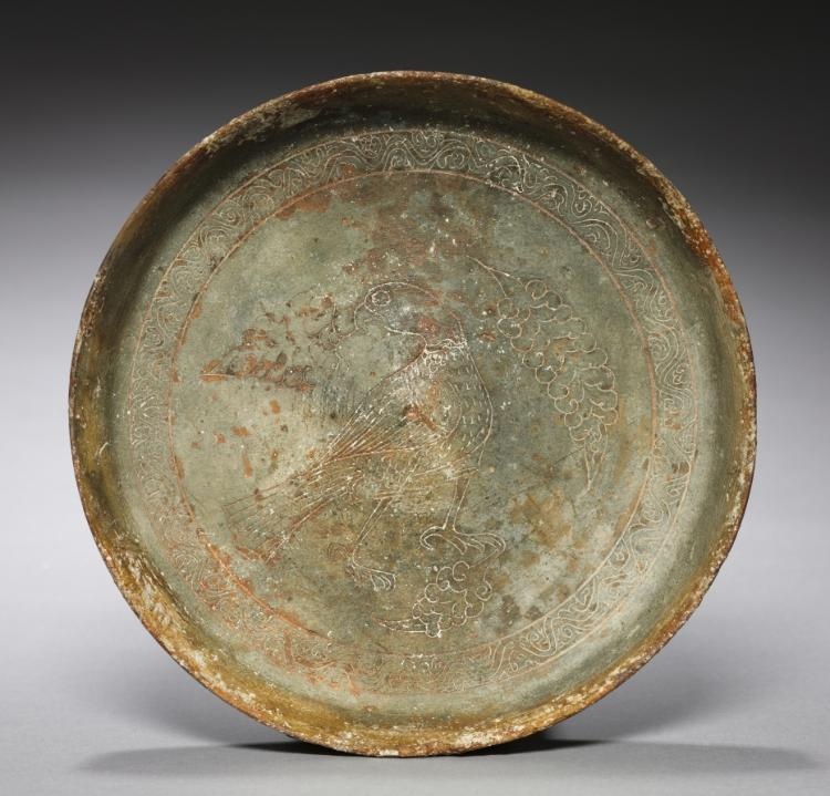 Deep Plate with Hawk and Foliage
