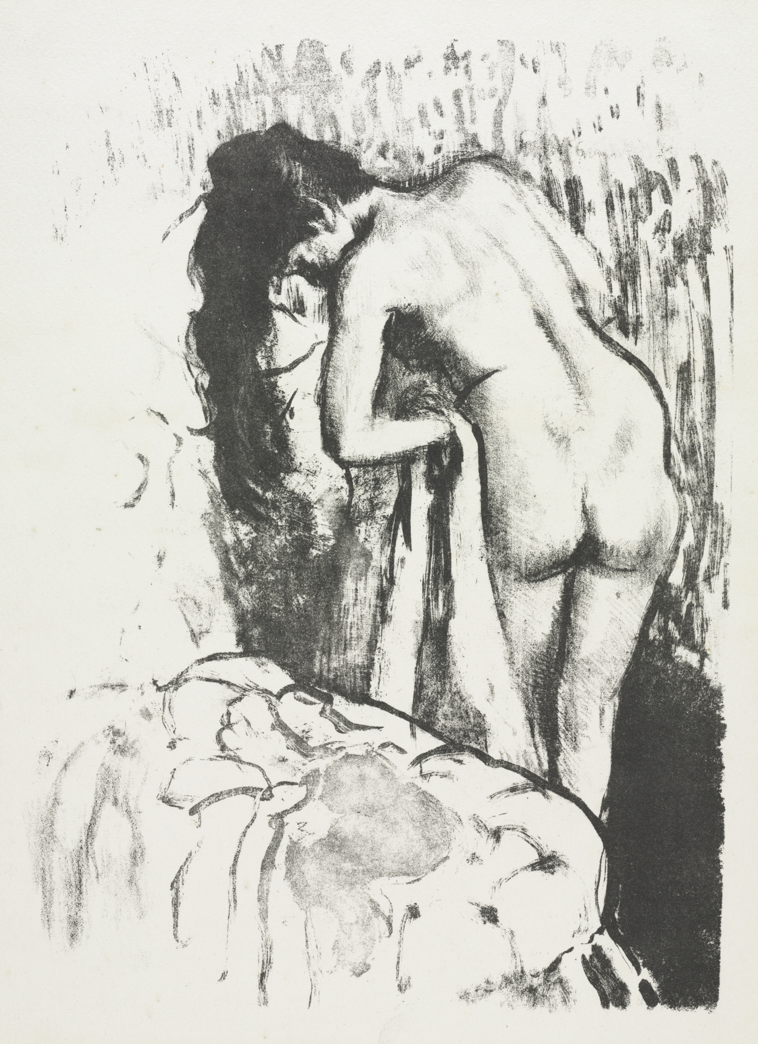 Nude Woman Standing, Drying Herself