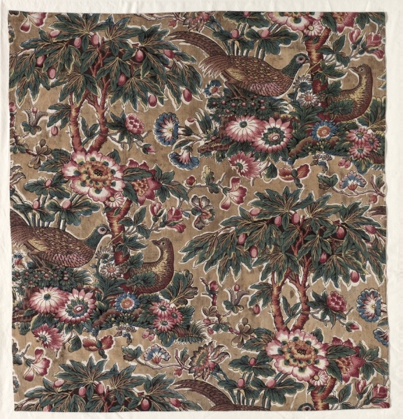 Glazed Chintz with Pheasant and Flower Design