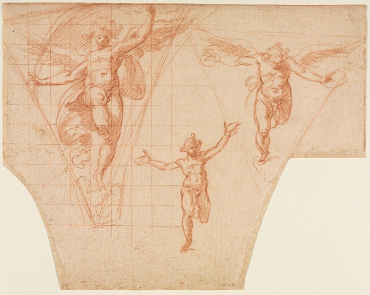 Three Studies of  Angels for a Pendentive (recto)