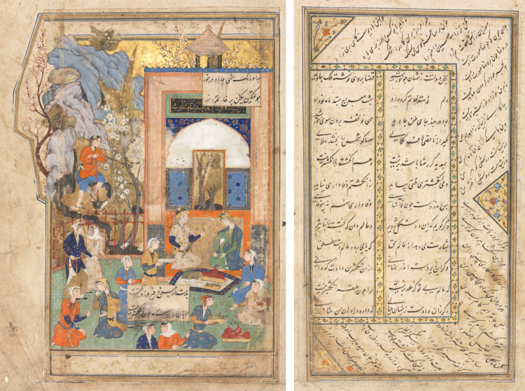 Yusuf and Zulaykha (recto); Text Page, Persian Verses (verso)