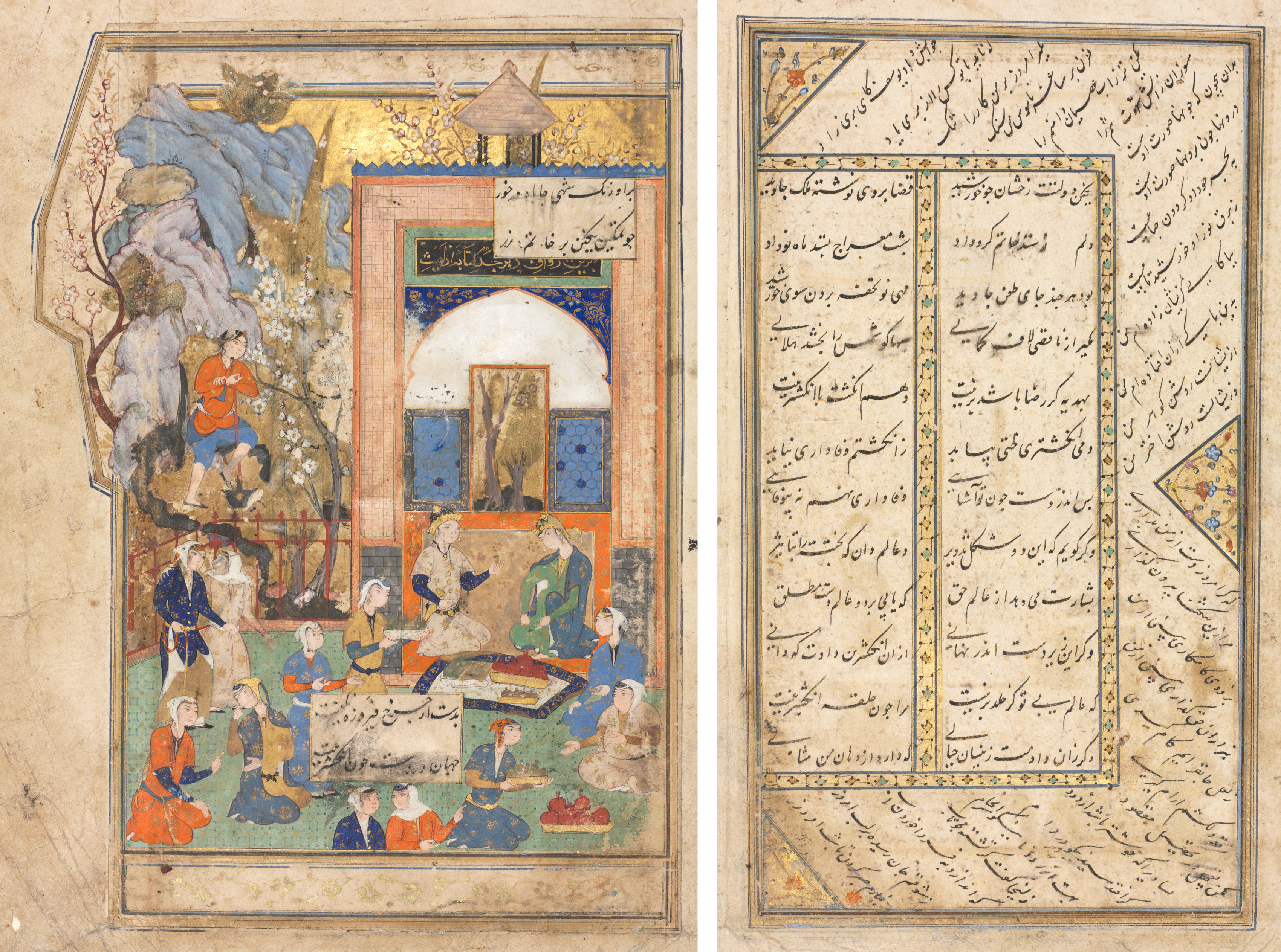 Yusuf and Zulaykha (recto); Text Page, Persian Verses (verso)