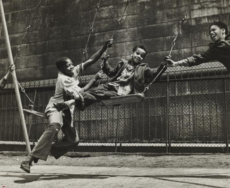 Three Children on Swings, Pitt Street, New York