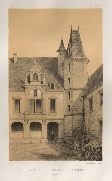 Architecture Pittoresque ou Monuments des xveme. Et xvieme. Siecles: Chateaux De France des XV et XVI Siecles: Pl. 36, Château De Rocher Mezangers (Mayenne)