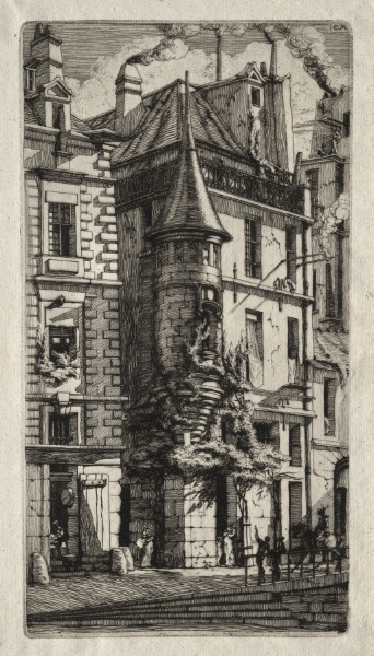 Etchings of Paris:  House with a Turret, Weavers' Street