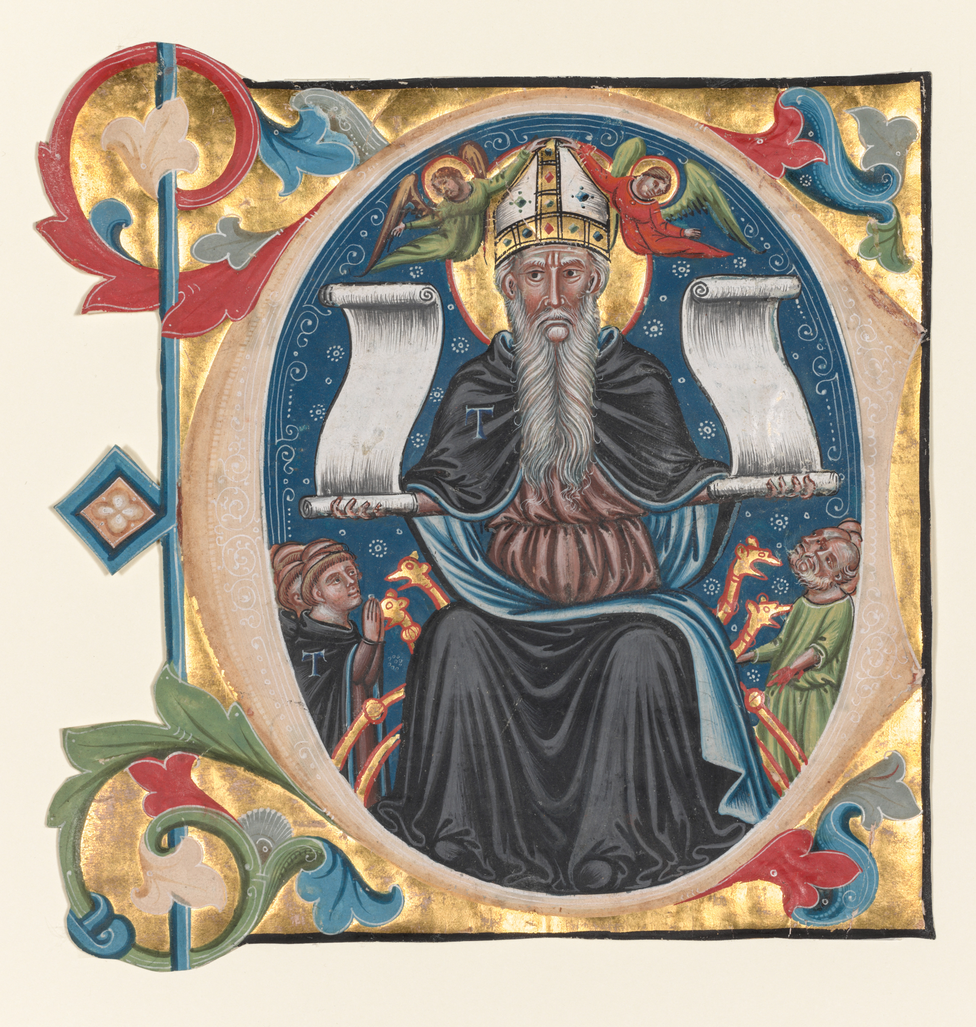Initial C Excised from a Choral Book: St. Anthony with Antonite Friars