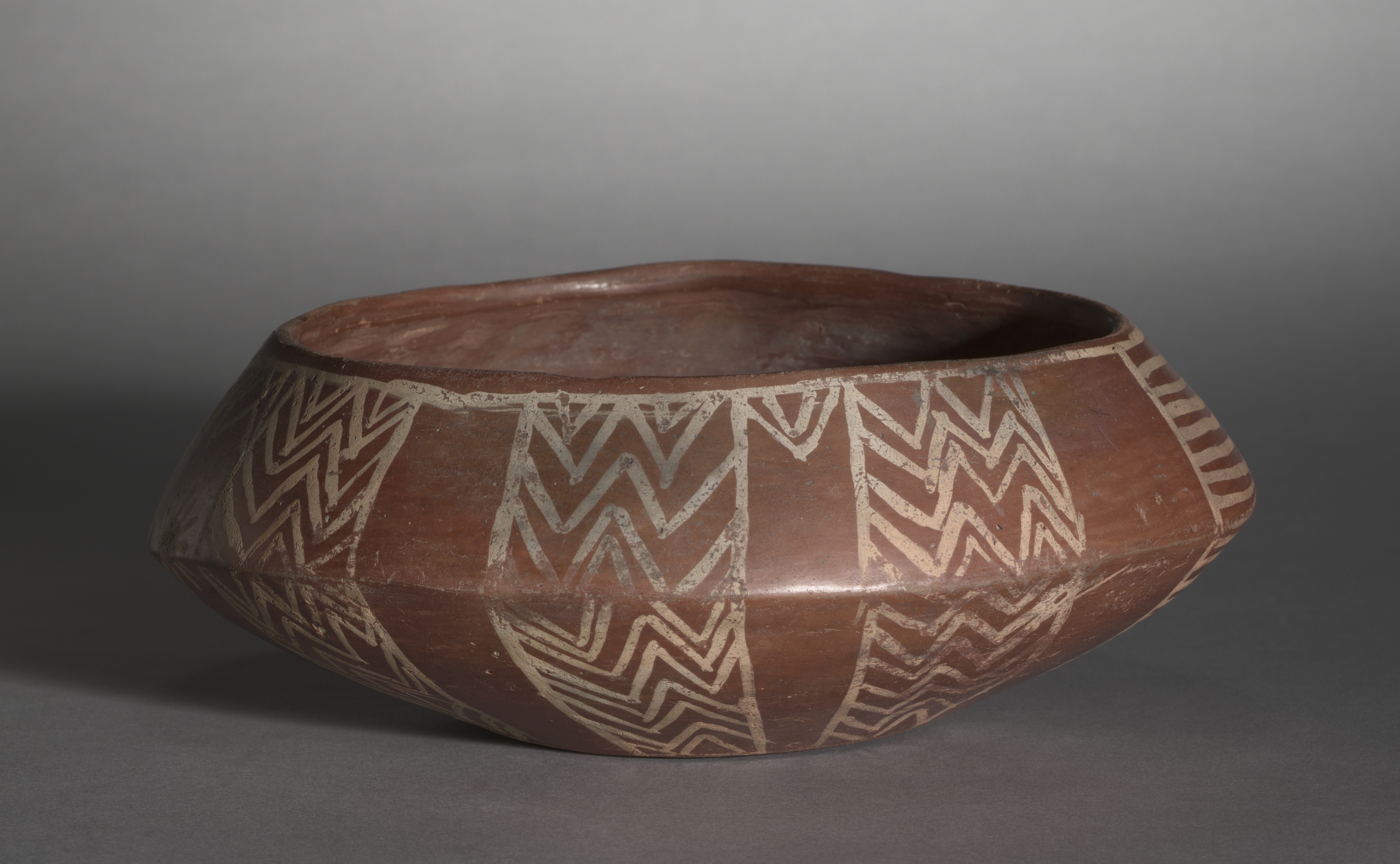 White Cross-Lined Bowl with Turtle and Sun