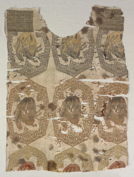 Front of a tunic with lion killing khilin in octagonal medallions