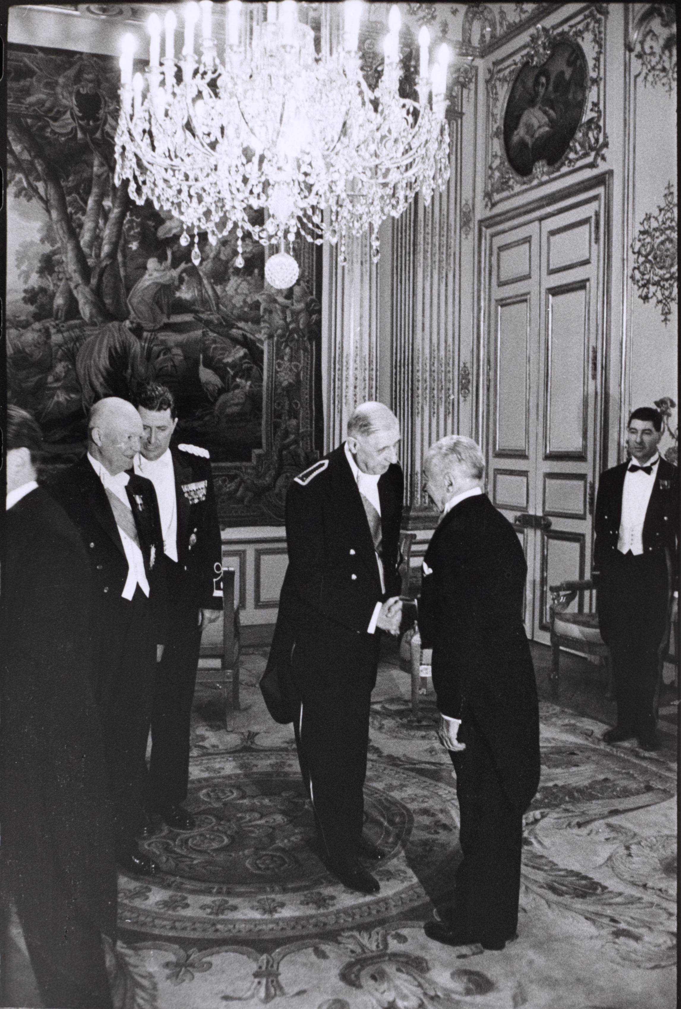 President Dwight D. Eisenhower and Charles de Gaulle greeting guests