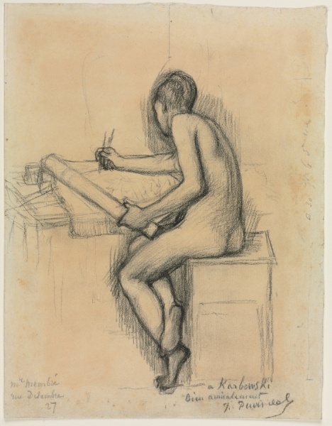 Study of a Seated Nude Female Model Drawing