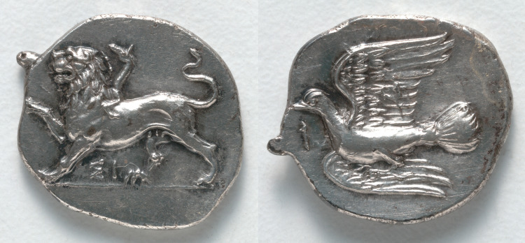 Hemidrachm: Chimaera (obverse); Dove (reverse)